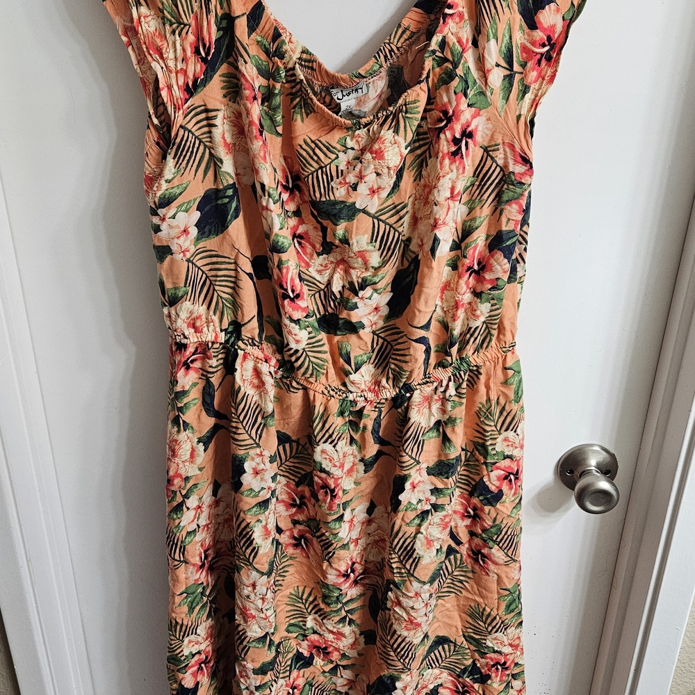 J for Justify Peach Floral Midi Dress